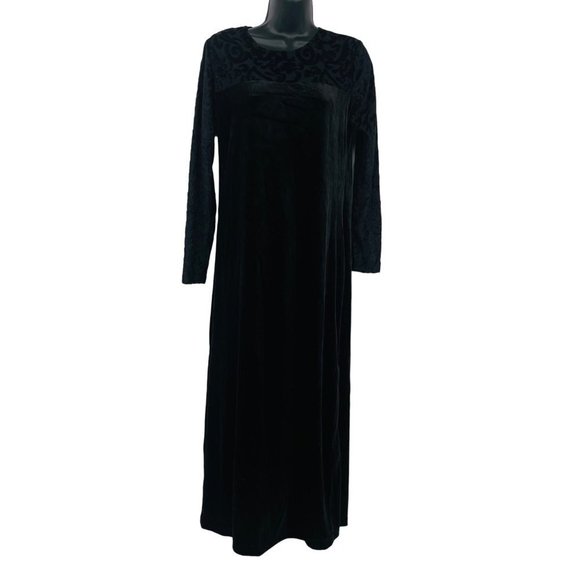 Vintage 70s Diane Von Furstenberg‎ Velvet Maxi Dress Gown Size S Black Holiday - Picture 1 of 9